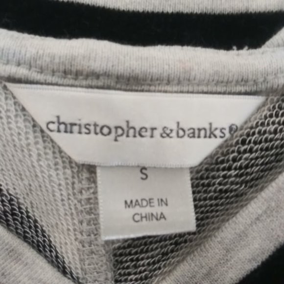Christopher & Banks women's size S gray and black diagonal striped sweater - Picture 11 of 13